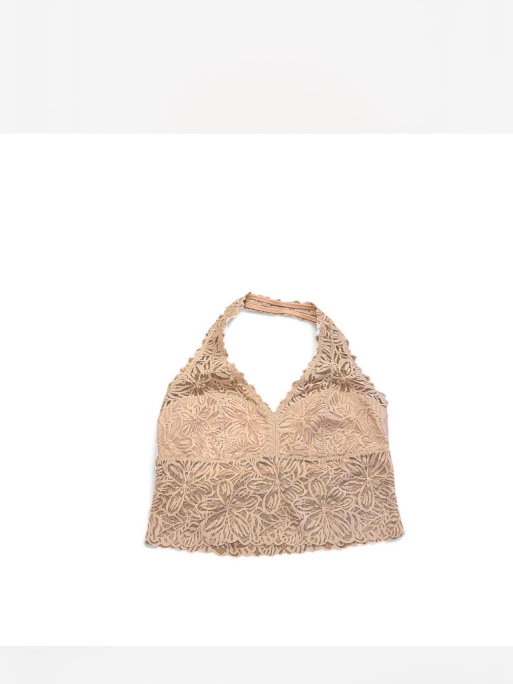 Lace Halter Crop Top in Light pink